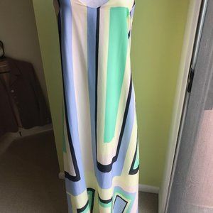 Pastel print Sleeveless Geometric print maxi dress